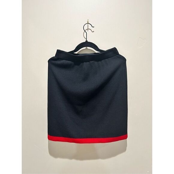 St. John Collection Santana Knit Above the Knee Skirt in Black-red stripe - Picture 1 of 3